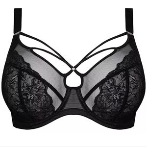 Elomi Bra 40i Black Lace Strappy Underwire Sexy